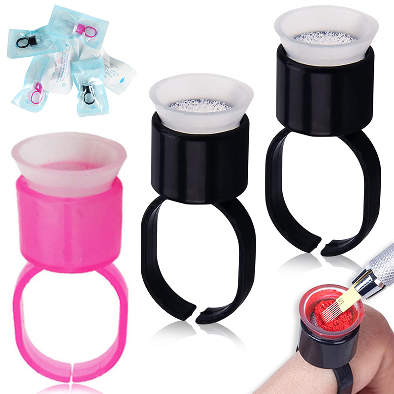 50/100PCS Tattoo Ink Ring Cups - Eyelash Extension Permanent recension och pris