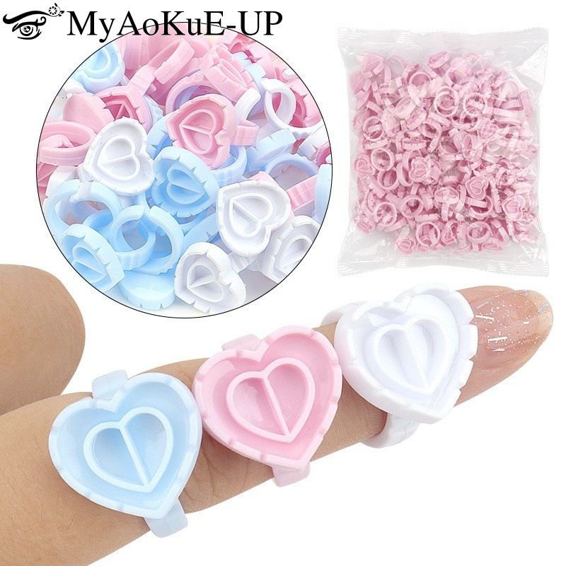 100Pcs Disposable Glue Ring Ho - Eyelash Extension Volume Lashes recension och pris