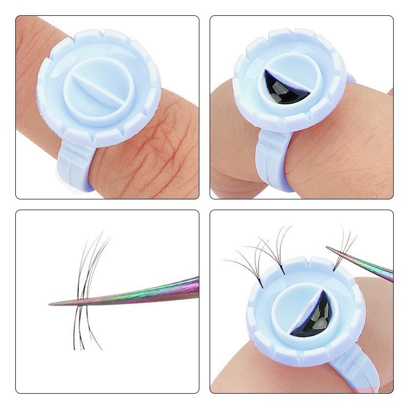 100Pcs Disposable Glue Ring Ho - Eyelash Extension Volume Lashes recension och pris