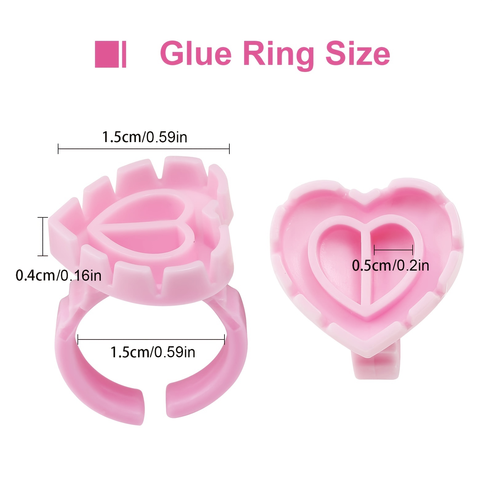 100PCSHeart Eyelash Glue Rings - Eyelash Extension Volume Lashes recension och pris